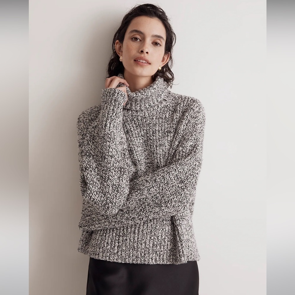 Madewell Wide Rib Turtleneck Sweater in Cookies and Cream